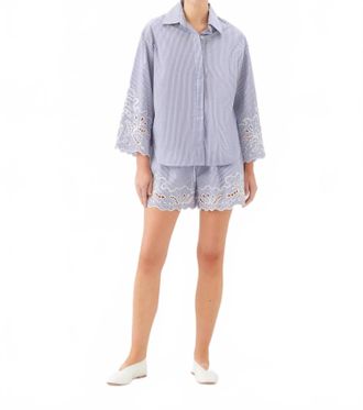 Fifteen Twenty Dakota Embroidered Shirt In Navy With Off White