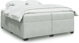 vidaXL Vidaxl - Cama Box Spring Con Colch&oacute;n Terciopelo Gris Claro 200x200 Cm