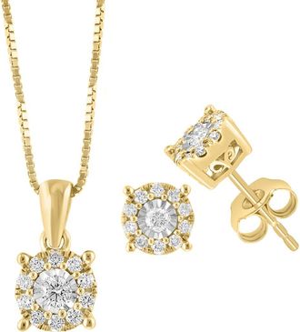 Effy Diamond Pendant Necklace & Stud Earrings Set in Gold at Nordstrom Rack, Size 18