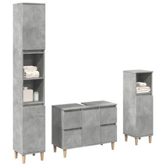 Berkfield Home 3 Piece Bathroom Furniture Set Concrete Grey Engineered Wood