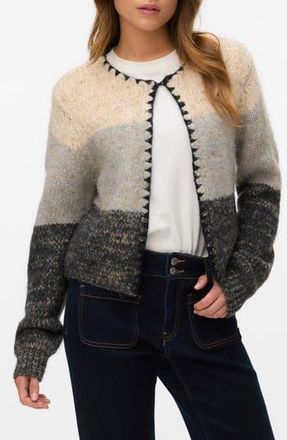 Vero Moda Jenna Contrast Trim Cardigan in Oatmeal Detail W As at Nordstrom Rack, Size X-Small