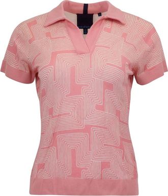 Lords of Harlech Inter Twine Womens Merino Silk Cashmere Polo in Inter Twine Coral at Nordstrom, Size X-Large