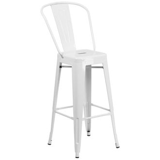 Flash Furniture 30 High White Metal Indoor-Outdoor Barstool with Removable Back