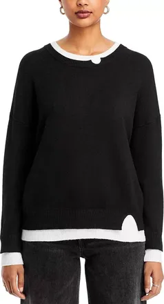 Theo & Spence Notch Collar Twofer Sweater In Black