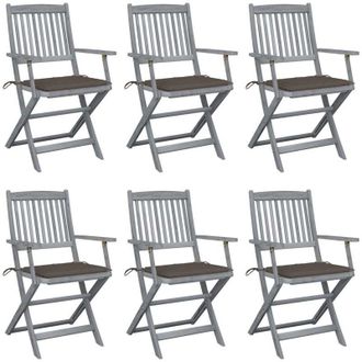 vidaXL vidaXL Sedie da Giardino Pieghevoli 6pz con Cuscini in Massello Acacia
