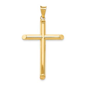 Diamond2Deal 14k Yellow Gold Polished Tube Cross Pendant