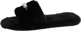 Generic Womens Furry Pearl Hops Fashion Outer Wear Home Slippers for Cozy Comfort Ladies Size 5 UK Gifts The Older Women Wide Fitting Womens Fluffy Sliders