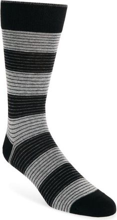 Cole Haan Stripe Dress Socks in Black at Nordstrom