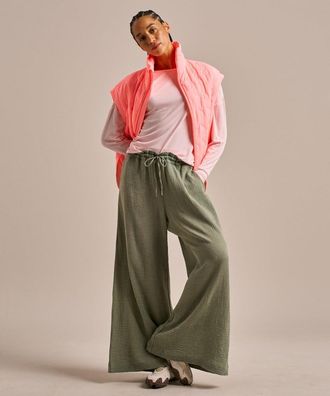 BAM Breathable Cotton Gauze Wide Leg Yoga Pants - X-Large