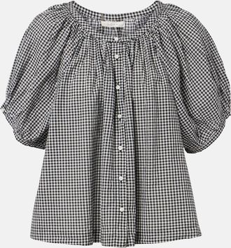 D&ocirc;en D&ocirc;en June gingham cotton-blend top