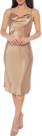 Bebe Satin Cowl Neck Midi Dress in Cappuccino at Nordstrom Rack, Size X-Large