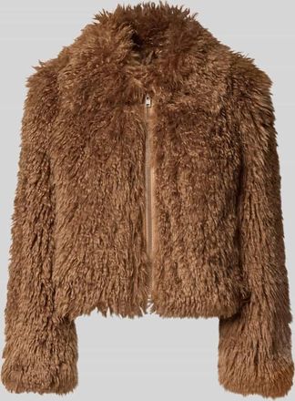 Stand Studio Jacke aus Teddyfell mit Rei&szlig;verschluss in Hellbraun, Gr&ouml;&szlig;e 36