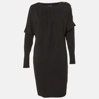 Roberto Cavalli Black Jersey Panelled Knee-Length Dress