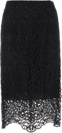 Burberry Black Macrame-lace Pencil Skirt