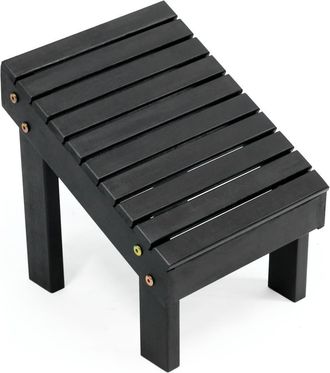 Jonathan Y Designs Saru 11.8 Traditional Classic Solid Acacia Wood Shower Shaving Foot Stool in Black at Nordstrom