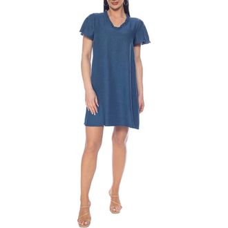 Tash And Sophie Macarena Flutter Sleeve A-Line Dress in Denim at Nordstrom Rack, Size X-Large