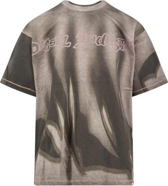 Diesel Grijze T-shirts en Polos met Logo - Heren - T-shirts - Grijs - XL - Katoen - Tops