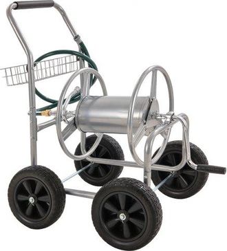 OEM Schlauchtrommelwagen, Fasst Bis Zu 76 M X 1,5 Cm Schlauch, Garten-wasserschlauchwagen, Mobile Werkzeuge Mit 4 R&auml;dern Stahl Zum Pflanzen Im Freien Mit 