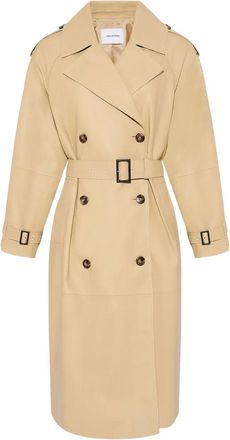 Yves Salomon Leren trenchcoat - Beige