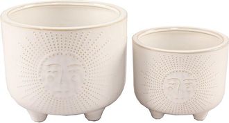 Flora Bunda 6In & 4.75In Sunny Ceramic Footed Planter