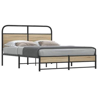 Berkfield Home Bed Frame Without Mattress 140x200 cm Smoked Oak Engineered Wood in Brown