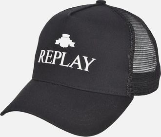 Replay Mens Archive Logo Twill & Mesh Baseball Cap, Black