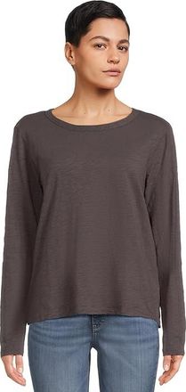 Mod-o-doc Long Sleeve Favorite T-Shirts Womens Clothing Washed Ebony : LG (US 12-14), Cotton