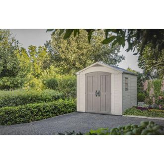 Dmora Caseta De Jard&iacute;n Ronsecco, Cobertizo De Jard&iacute;n, Caseta De Jard&iacute;n, Trastero Para Herramientas, 257x255 H243 Cm, Beige - Dmora