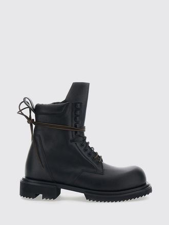 Rick Owens Smooth Calfskin Leather Combat Boots with a Lug Sole
