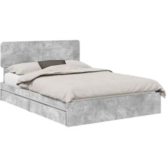 vidaXL Storage Bed Concrete Grey 140 x 190 cm Engineered Wood vidaXL