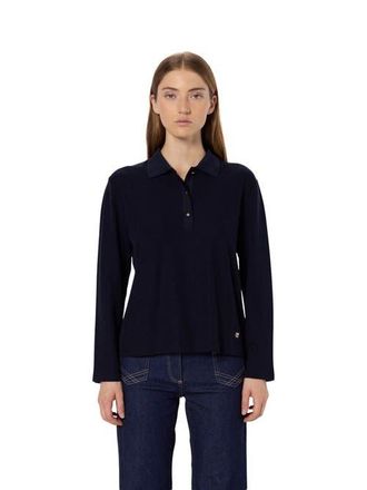 Gerard Darel Hilary Long Sleeve Polo Shirt in Navy Blue at Nordstrom, Size X-Large