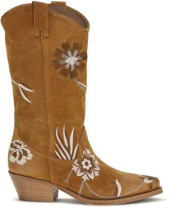 P.A.R.O.S.H. Brown Calf Leather Bos Taurus Ankle Womens Boots