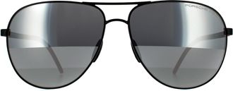 Porsche Design Aviator Black Silver Mirror Polarized Sunglasses