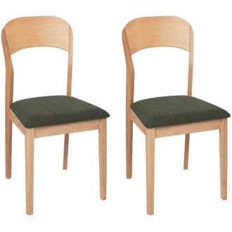Beliani Set di 2 sedie da pranzo imbottite in stile tradizionale in legno chiaro e verde scuro Alvin