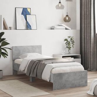 vidaXL Vidaxl - Giroletto E Testiera Grigio Cemento 90x190 Cm Legno Multistrato