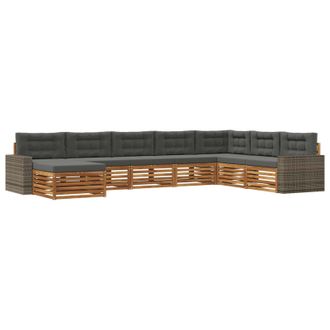 vidaXL Conjunto De Sof&aacute;s De Exterior 8 Pcs Natural Y Antracita Vidaxl