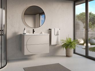 Vente-Unique Mobile bagno sospeso con lavabo da incasso - Beige - 80 cm - VUTOMA