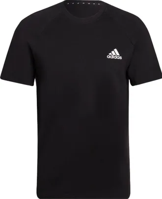 adidas Solid Color Logo Micro Mark Casual Sports Short Sleeve Black HE2238