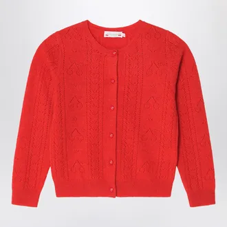 BONPOINT Cardigan rosso in cashmere