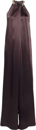 Stella McCartney chain-link-detail jumpsuit - women - Metal/Acetate/Viscose - 42 - Brown