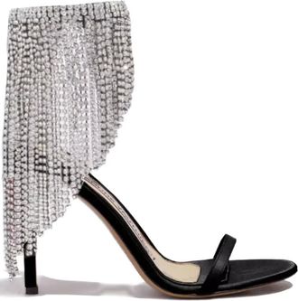 Alexandre Vauthier 105 mm gedrapeerde satijnen sandalen met kristallen - Zwart