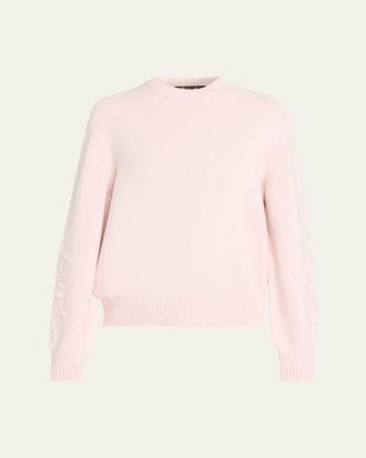 Loro Piana Embroidered Baby Cashmere Crewneck Sweater