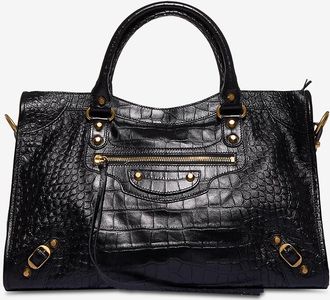 Balenciaga Handtasche aus Leder in Kroko-Optik Le City Medium