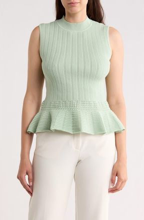 T Tahari Pointelle Peplum Sweater Tank in Mint Green at Nordstrom Rack, Size X-Small