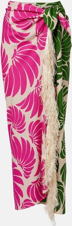 Farm Rio Copricostume in misto lino con frange a fiori