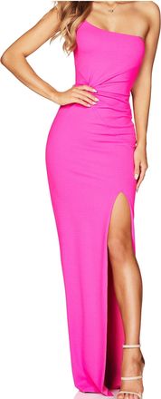 Nookie Lust One Shoulder Gown In Neon Pink