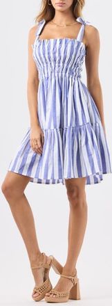 Tiare Hawaii Corsica Striped Smocked Minidress in French Stripe Blue at Nordstrom, Size X-Small/small