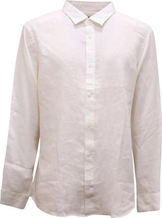 Armani Regular Fit Linnen Shirt - Heren - Casual Overhemden - Wit - 2XL - Linnen - Overhemden