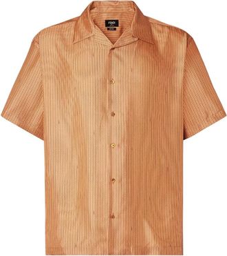 Fendi Overhemden, Heren, Oranje, M, Zijden Shirt