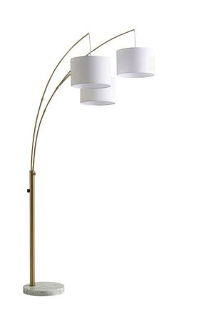 Brightech Trilage 84 Adjustable Tall LED Floor Lamp with 3 Fabric Drum Shades, Bulbs Included in Brass With Marble Base at Nordstrom